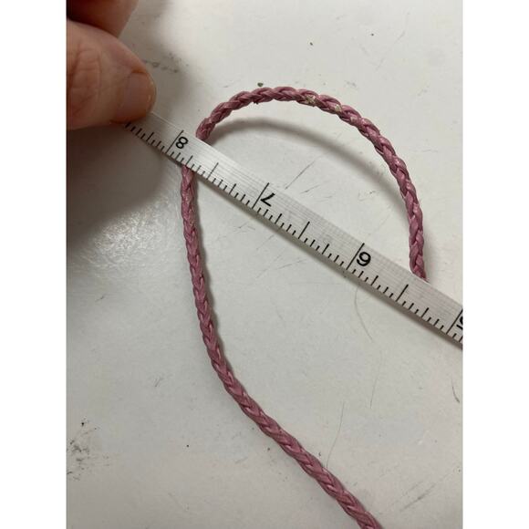 Pink Braided Cord Necklace - Retro 90s Minimalist Style - Picture 4 of 4